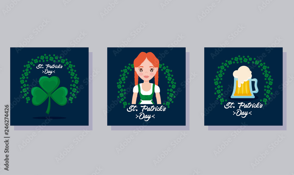 Fototapeta premium set cards of st patrick day