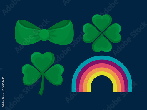 clovers with bow and rainbow