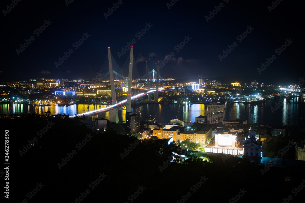 The Zolotoy Golden Bridge is cable-stayed bridge across the Zolotoy Rog (Golden Horn) in Vladivostok, Russia	