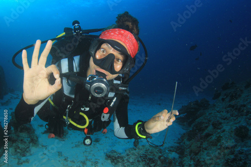 Young woman scuba diving 