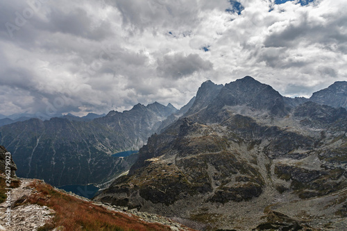 Helicopter over high Tatra mountains, Mieguszowiecki peak area