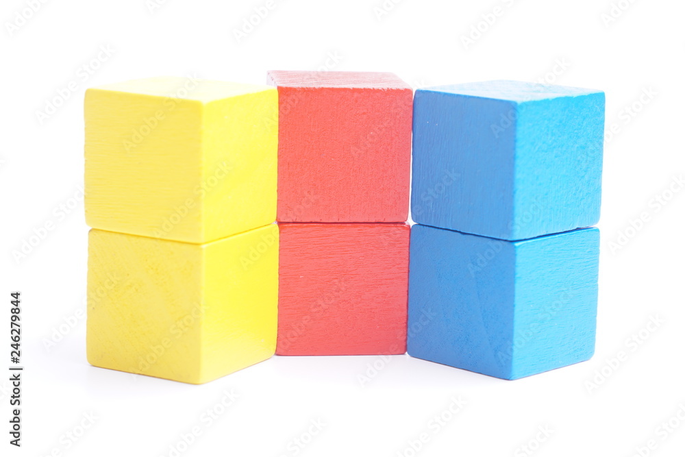 Colorful stack of wood cube building blocks Colorful stack of wood cube building blocks