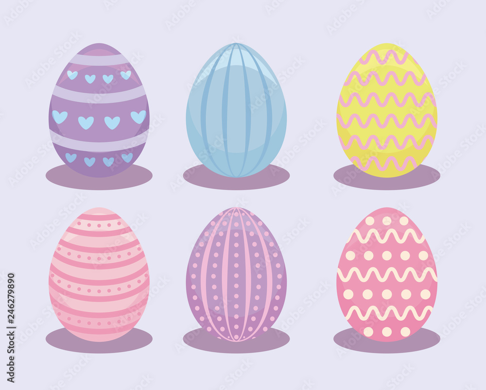 set of eggs for happy easter day