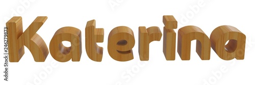 katerina in 3d name with wooden texture isolated photo