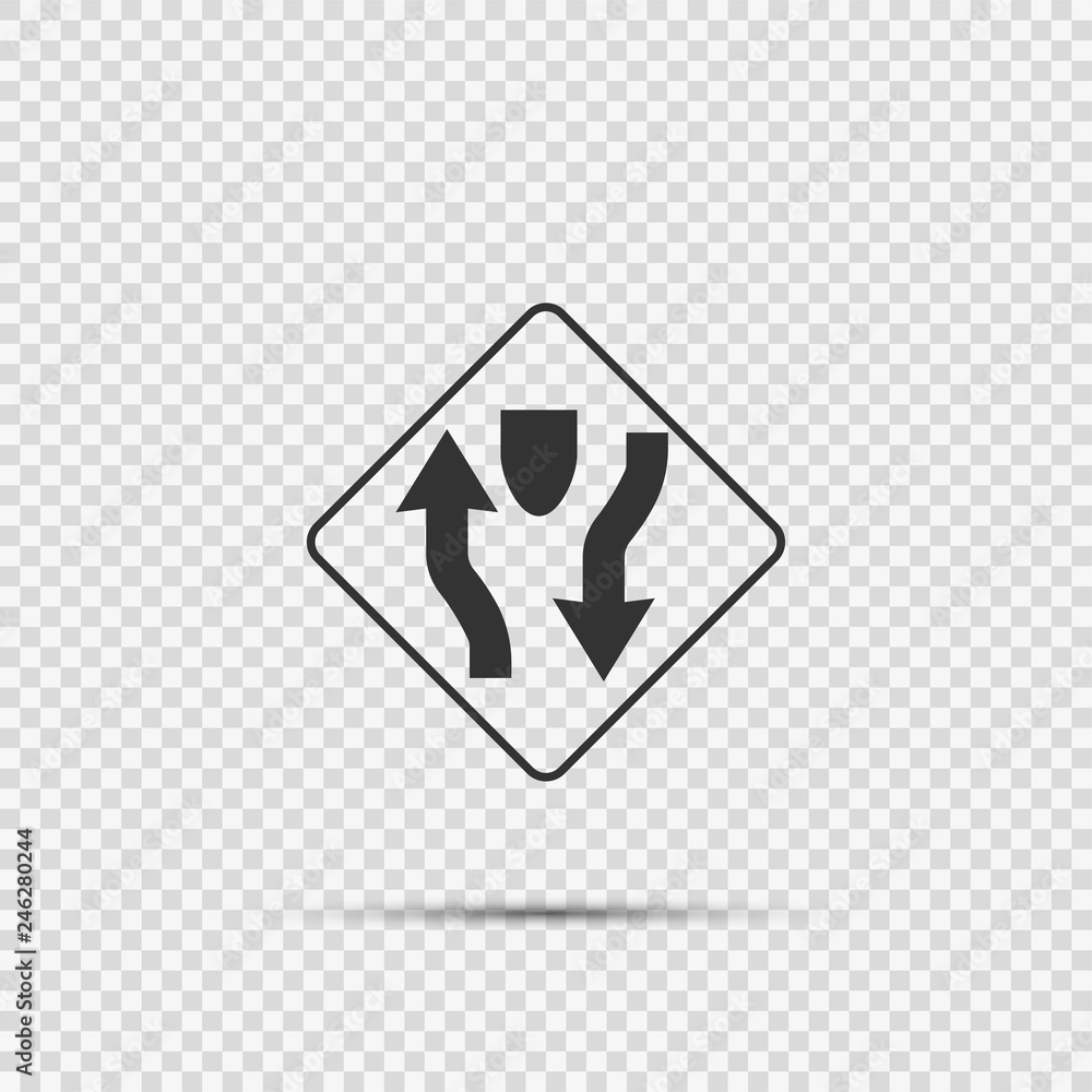 Symbol Dual carriage way ahead sign on transparent background Symbol Dual carriage way ahead sign on transparent background