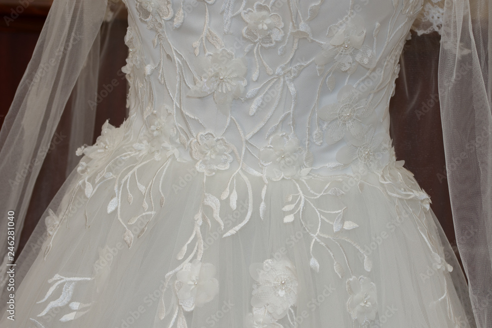 Wedding dress, detail. Wedding dress, detail.