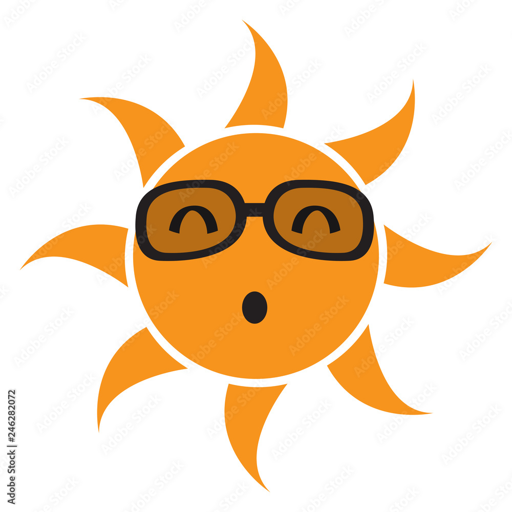 Isolated saisfied sun with glasses. Vector illustration design