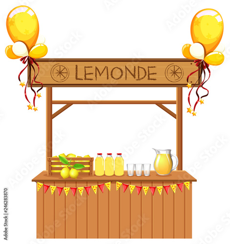 Isolated lemonade stall on white background