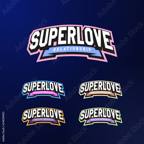 Sport emblem typography set. Super love logo for your t-shirt. Logotype collection