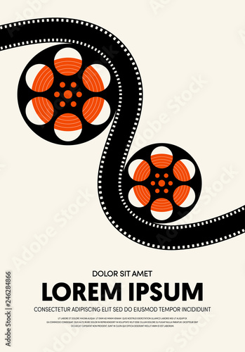 Movie and film poster design template background modern vintage retro style