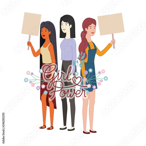 women with label girl power character photo