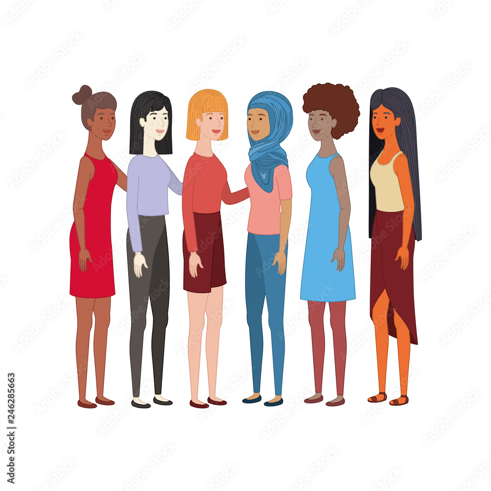 young women standing avatar character young women standing avatar character