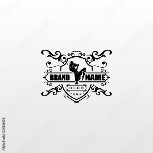 Muay Thai Stamp Team Sport Vector Logo