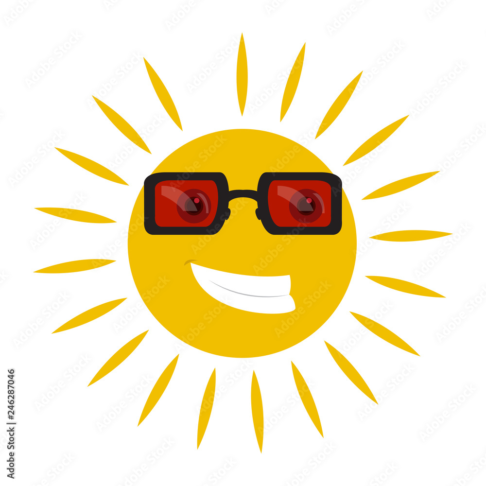 Isolated happy sun with sunglasses. Vector illustration design