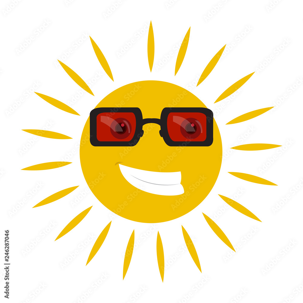 Isolated happy sun with sunglasses. Vector illustration design Isolated happy sun with sunglasses. Vector illustration design