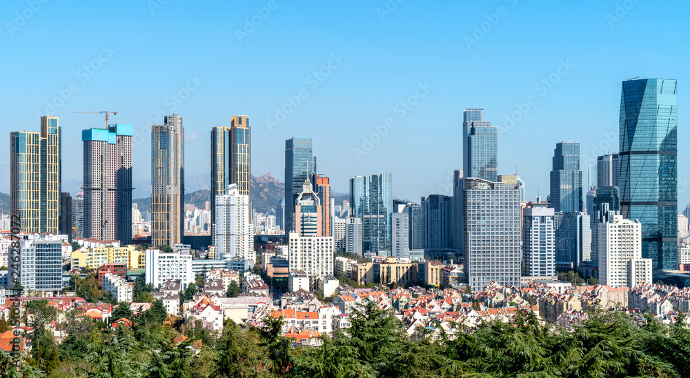 Fototapeta premium Urban skyline of Qingdao..