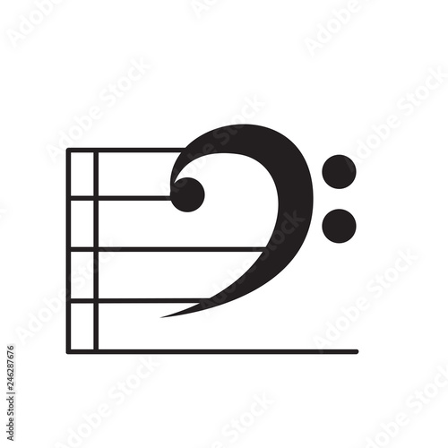 Isolated bass clef. Musical note. Vector illustration design