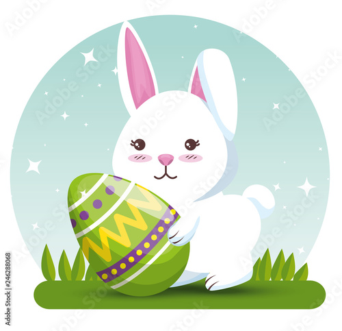 rabbit with easter egg decoration to event