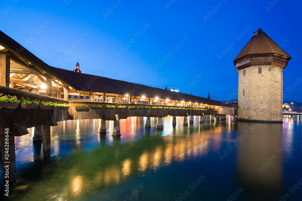 Lucerne. Image of Lucerne, Switzerland during twilight blue hour.