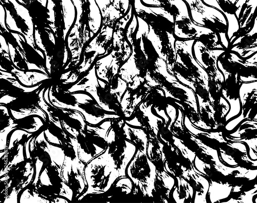 Brush grunge pattern. White and black vector.