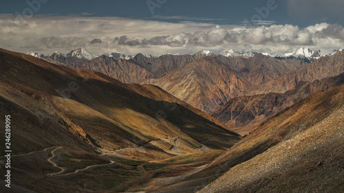 Mountain valley view in khardung la pass, Himalayan range