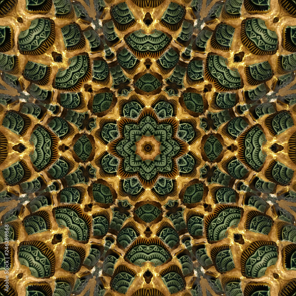 surface Moroccan ceramic abstract background textures,kaleidoscope Photo technique