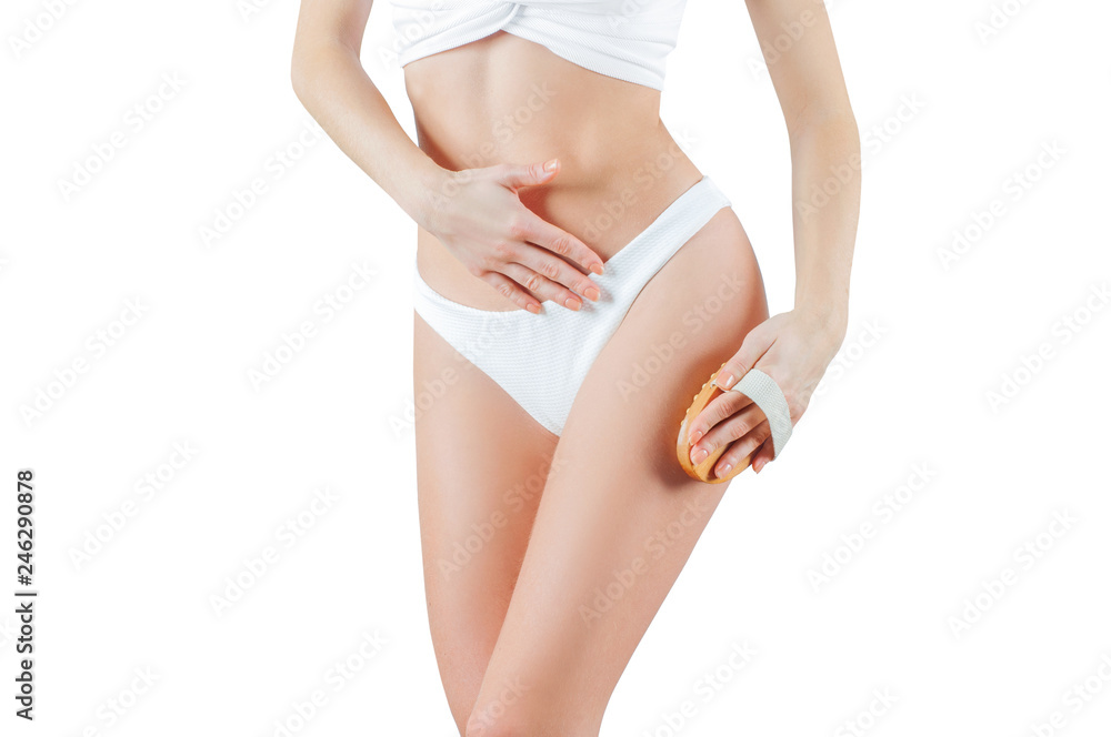 Slimming thighs and buttocks. Woman make anti cellulite massage Slimming thighs and buttocks. Woman make anti cellulite massage