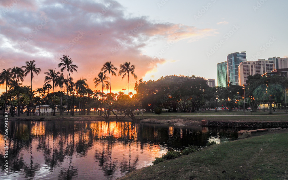 Sunset from Ala Moana Beach Park