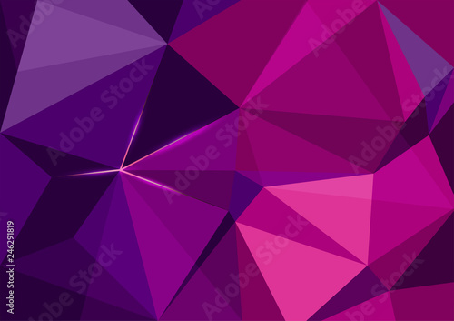 Purple magenta polygonal abstract with light glows Background