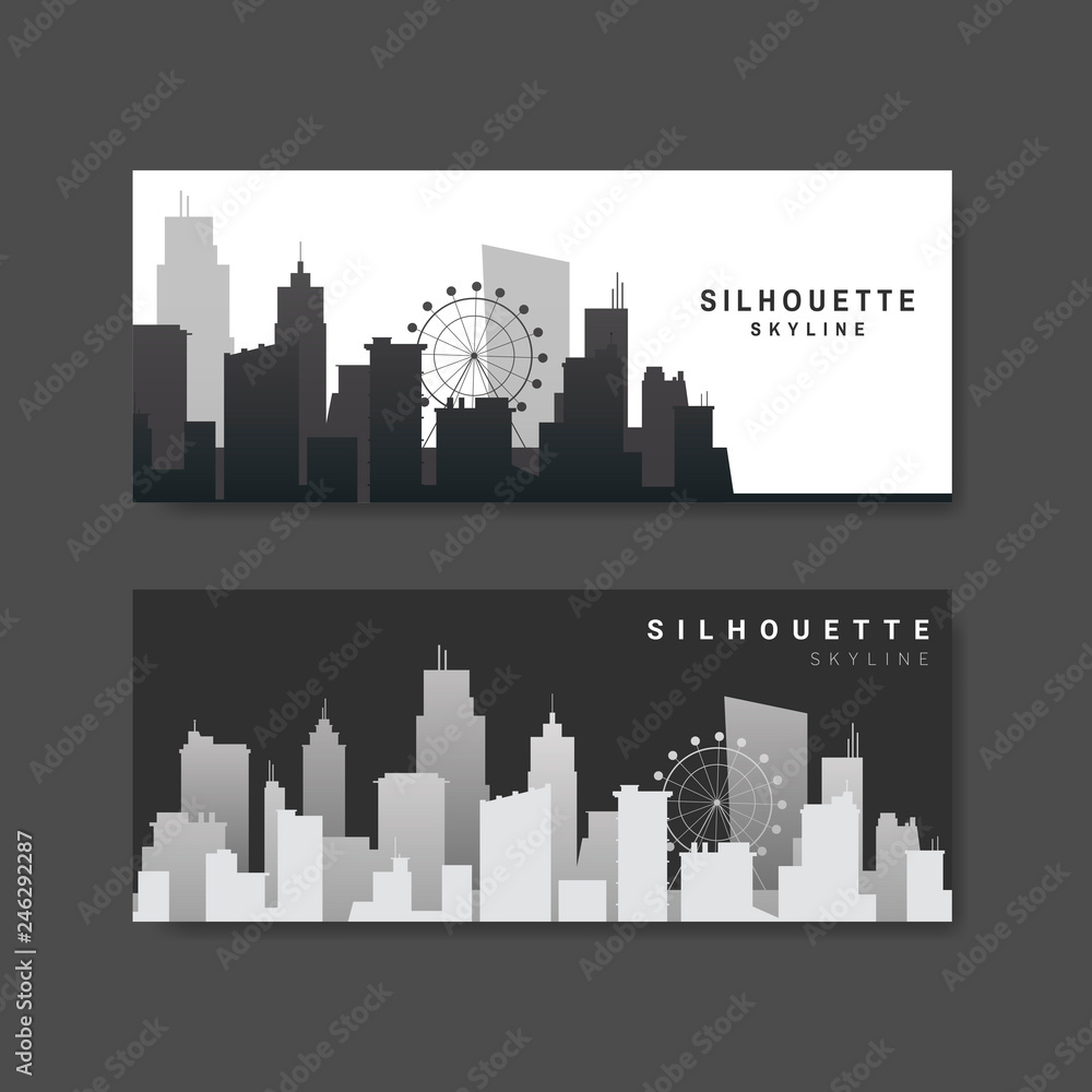 Silhouette skyline illustration collection