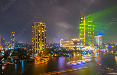 Bangkok,Thailand-November 9,2018: The spectacular lighting show in Iconsiam grand opening festivities