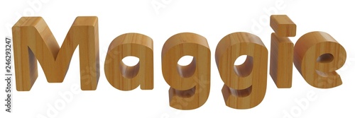 maggie in 3d name with wooden texture photo