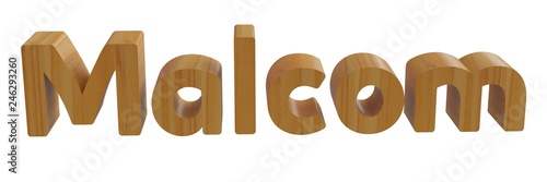 malcom in 3d name with wooden texture photo