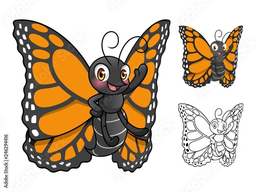 Monarch Butterfly Cartoon Character Design Vector Illustration