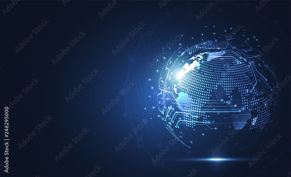 Global network connection. World map point and line composition concept of global business. Vector Illustration Global network connection. World map point and line composition concept of global business. Vector Illustration