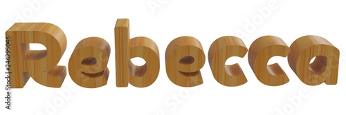 rebecca in 3d name with wooden texture photo