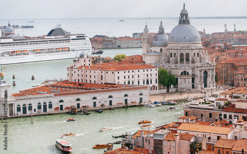 The Busy City of Venice: Cruise Ship and Santa Maria della Salute