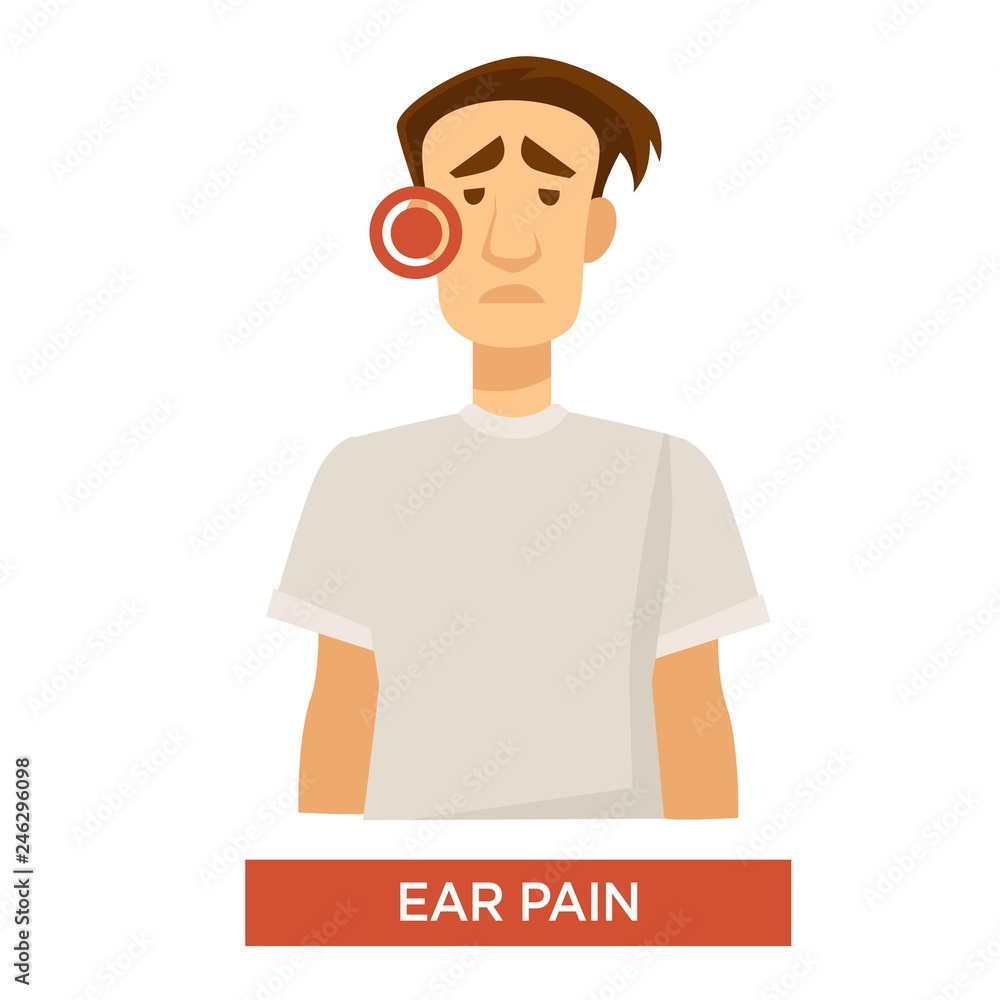 Ear pain or sore ear sick man medical treatment