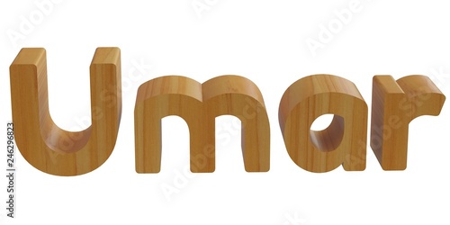 umar in 3d name with wooden texture photo