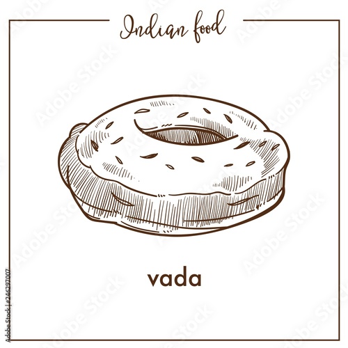 Tasty soft round vada from traditional Indian food. Savoury fried snack in form of donut.
