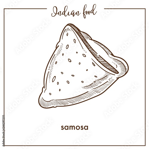 Delicious crispy triangular samosa from traditional Indian food.