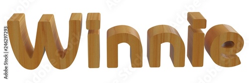 winnie in 3d name with wooden texture