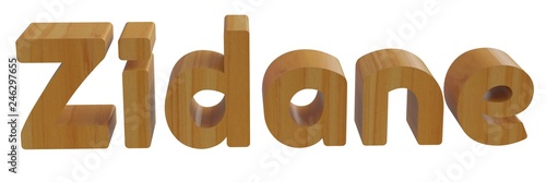 zidane in 3d name with wooden texture photo