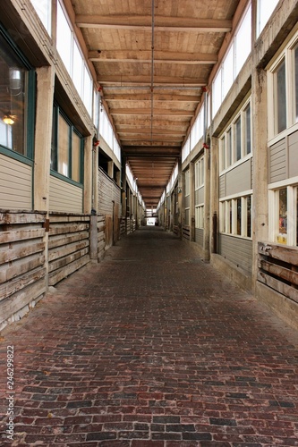 Long Weathered Rustic Walkway Shot With Perspective and Leading Lines