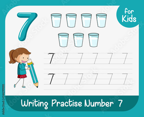 Number seven tracing worksheets