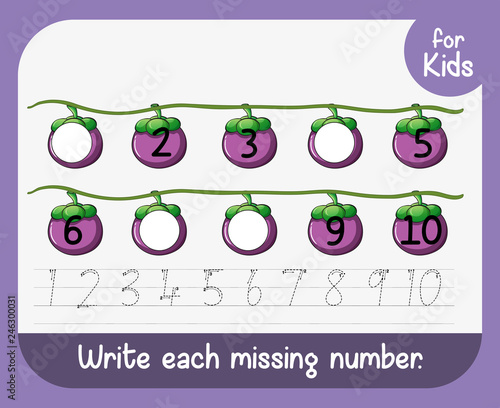 Write each missing number worksheet