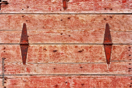 Rustic Red Door with Hinges Background photo