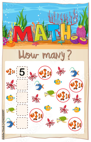 Math counting fish worksheet