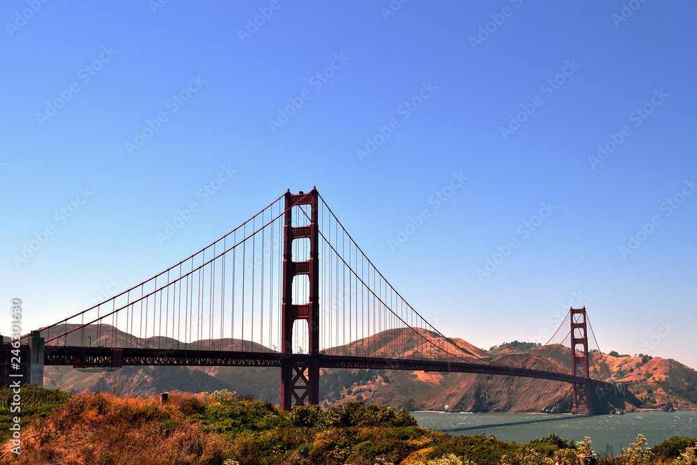 View of the Golden Gate Bridge in the morning . San Francisco, California, USA