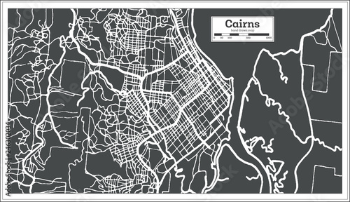 Cairns Australia City Map in Retro Style. Outline Map.